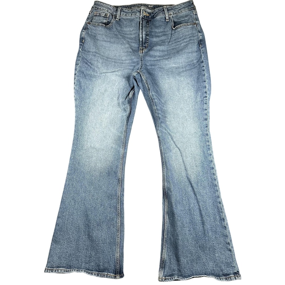 Old Navy Flare Jeans Womens 16 Blue Medium Wash Extra High Rise Stretch Denim